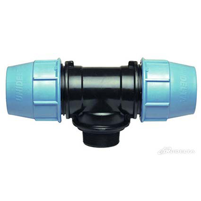 PP kompresioni T komad  sa spoljnim navojem Unidelta za PE cevi